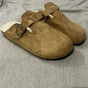Unisex Tan Suede Slip-On Shoes